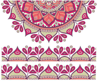 VCREATE DECOR 58 cm PINK HALF MANDALA WITH BORDER Floor Sticker Self Adhesive Sticker(Pack of 1)