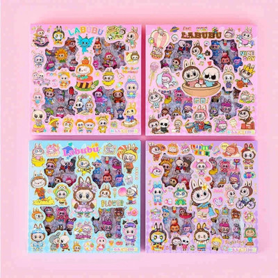 VZON 15 cm Cute LABUBU Cartoon Stickers Pack 100 Colorful Cartoon Sticker Multicolour Removable Sticker(Pack of 1)