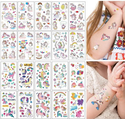 TREXEE 12 cm (20 Sheets)Temporary Tattoo For Kids,Cute Unicorn Tattoo For Kids,Waterproof Self Adhesive Sticker(Pack of 20)