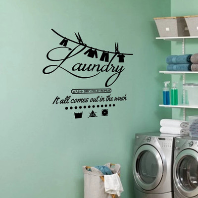 SnappyVinyl 40 cm Laundry It All Comes Out In The Wash Self Adhesive Sticker(Pack of 1)