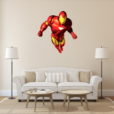 Meraki 55 cm Superhero Avengers Ironman Cartoon Wall Sticker for Kids Room Home Decor Self Adhesive Sticker(Pack of 1)