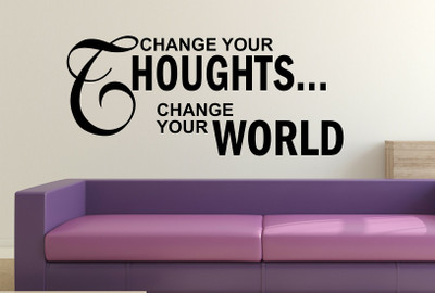 LANSTICK 91.44 cm CHANGE YOUR THOUGHTS CHANGE YOUR WORLD STICKER Self Adhesive Sticker(Pack of 1)