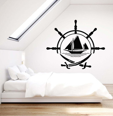 SnappyVinyl 39 cm For Sailor Sail Crossed Easy to apply Wall Sticker Self Adhesive Sticker(Pack of 1)