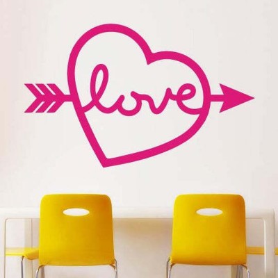 Xskin 34 cm Love Heart Arrow Self Adhesive Sticker(Pack of 1)