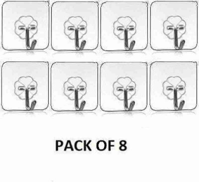 Chucklecart Adhesive Hooks Rust/Water Proof for Home/Kitchen/Bathroom/Office PINx8.49 Hook 8(Pack of 1)