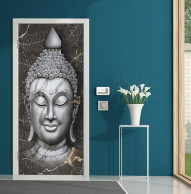 We Kreate 213 cm 3D Buddha Religious Royal Door wallpaper Self Adhesive Sticker(Pack of 1)