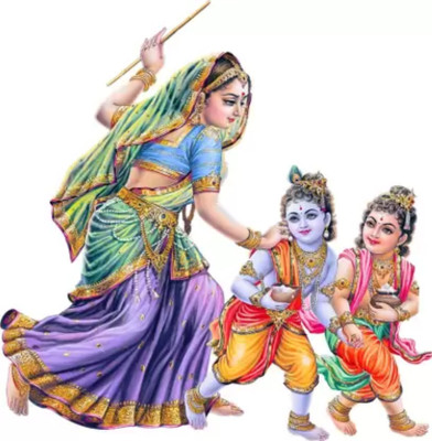 WallFX 30 inch Yashoda Ma with Baal Krishna Modern Art wall sticker Self Adhesive Sticker(Pack of 1)