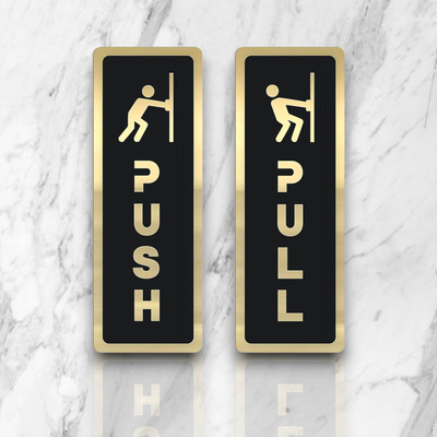 Kakali Creation 6.5 inch Push Pull Sticker Self Adhesive Sticker(Pack of 2)