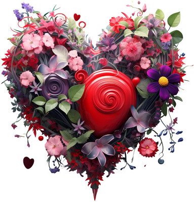 Ajay craft 70 cm flower heart amazing & trendy home decorative wall sticker Self Adhesive Sticker(Pack of 1)
