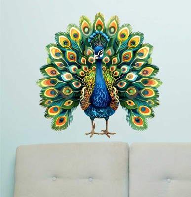 Riditcreation 58 cm Beautiful peacock Self Adhesive Sticker(Pack of 1)