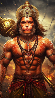 swaroopa 16.5 inch veer hanuman A3 size non tearable sticker Self Adhesive Sticker(Pack of 1)
