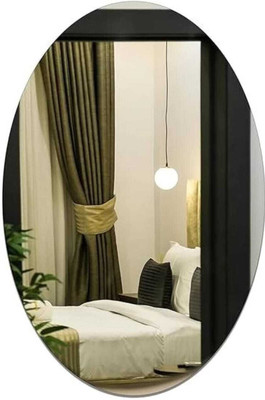 northxcreations 20 cm Oval Shape Wall Mirror Sticker Medium Only For Tiles Self Adhesive Sticker Self Adhesive Sticker(Pack of 1)