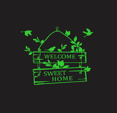 DreamKraft 25 cm Glow in Dark Radium Welcome Sweet Home Sticker Glow in the Dark Sticker(Pack of 1)