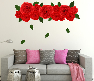 Littlebuds 100 cm Red Rose Removable Sticker(Pack of 1)