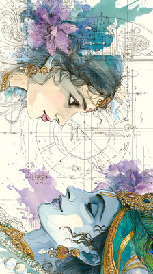 swaroopa 16.5 inch Shri krishna Radha Sticker Self Adhesive Sticker(Pack of 1)