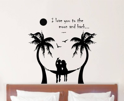 ZEN TREK 45 cm Wall Decals ' I Love You Quotes And Couples Self Adhesive Sticker(Pack of 1)