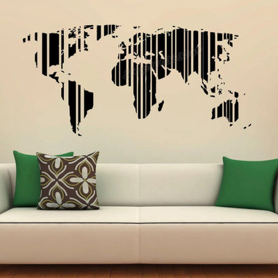 SnappyVinyl 57 cm World Map Self Adhesive Sticker(Pack of 1)