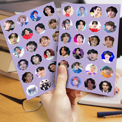 Niki Enterprises 14 cm BTS Flower Shape Small Cute Sticker Collection ( Set of 4 ) Total 96 Stickers Non-Reusable Sticker(Pack of 96)