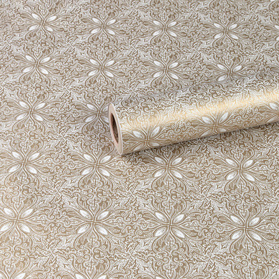 HOMEMATES 304.8 cm Self Adhesive Removable Peel and Stick Wallpaper 45x 304.8 cm ( Golden) Self Adhesive Sticker(Pack of 2)