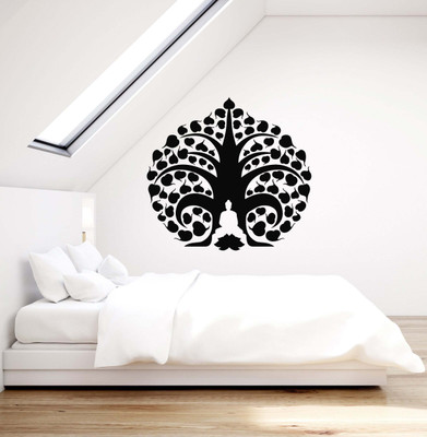 SnappyVinyl 27 cm Tree Meditation Zen Buddhism Self Adhesive Sticker(Pack of 1)