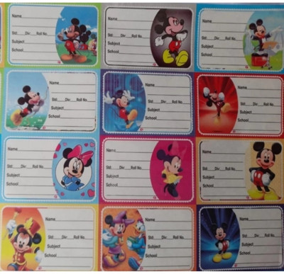 Super Easy 7.1 cm Mixed Design Name Slip Note Book Cartoon Stickers School Label for Boys & Girls Self Adhesive Sticker(Pack of 80)