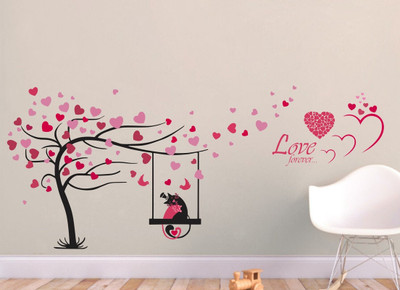 Epithet Studio 113 cm Love Hearts Tree Quote' Wall Sticker - 97CM X 78CM Color- , Self Adhesive Sticker(Pack of 1)