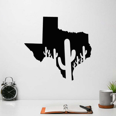 Xskin 27 cm Map Silhouette Cactuses Desert Self Adhesive Sticker(Pack of 1)