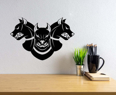 SnappyVinyl 33 cm Three-headed Cerberus Angry Dog Self Adhesive Sticker(Pack of 1)