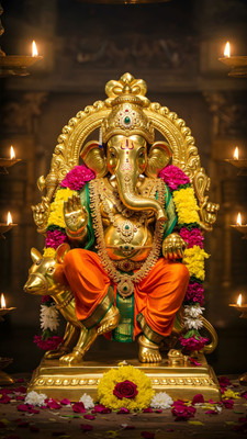 swaroopa 16.5 inch Shri Ganesha sticker Self Adhesive Sticker(Pack of 1)