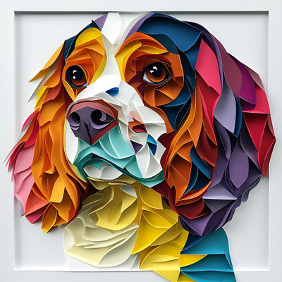 EXO DECOR 18 inch Field_Spaniel_Origami 3D Animals Decorative Wall Sticker for Living Room Self Adhesive Sticker(Pack of 1)