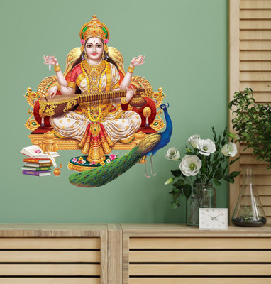 Decor Villa 58 cm Maa Saraswati Removable Sticker(Pack of 1)