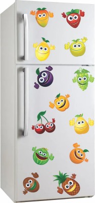 SAI DESIGNS 99 cm cartoon fruitsrefrigerator design(58x152) Self Adhesive Sticker(Pack of 1)