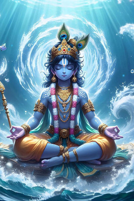 swaroopa 16.5 inch Shri Krishna Govind A3 size non tearable sticker Self Adhesive Sticker(Pack of 1)