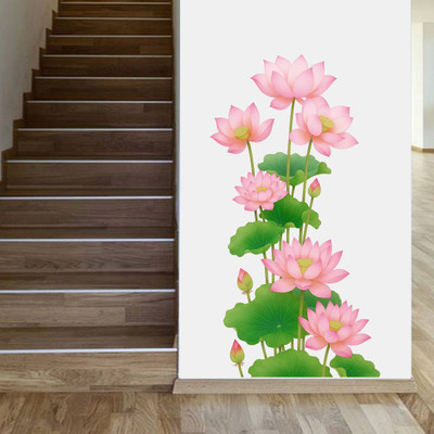 Decal O Decal 60 cm Lotus Flower Wall Décor for Living Room & Bedroom Self Adhesive Sticker(Pack of 1)