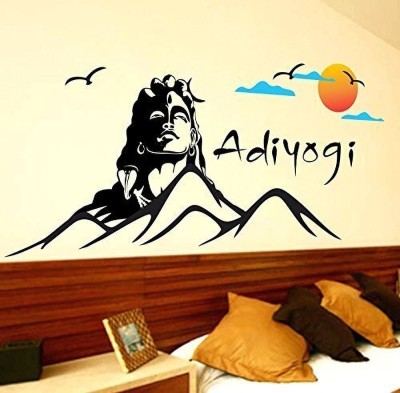 The Decor house 1 cm Adiyogi Mahadev Wall Sticker For Living Room, Bedroom, (TOP38) Self Adhesive Sticker(Pack of 1)