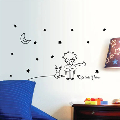 SnappyVinyl 19 cm popular book fairy tale the Little Prince With Fox Moon Star Self Adhesive Sticker(Pack of 1)