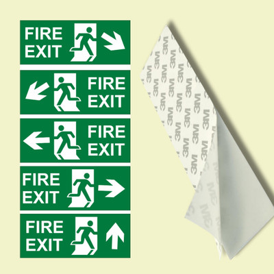 OMAXX INDIA 10 inch Fire Exit Door Signage | Professional Sign Board for Public and Corporate Spaces Self Adhesive Sticker(Pack of 2)
