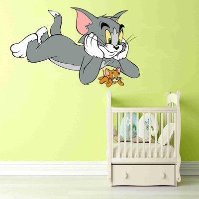 Stickerberry 70 cm Tom and Jerry Wall Sticker For Home Decor 45 CM X 70 CM Self Adhesive Sticker(Pack of 1)