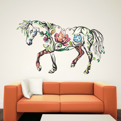 The Decor house 85 cm Beautiful Decorative Horse Art Wall Sticker 52cm x 85cm Self Adhesive Sticker(Pack of 1)