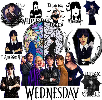 MJ PrintLab 2 inch Wednesday Stickers, Vinyl Wednesday Addams Stickers - Set of 3 Self Adhesive Sticker(Pack of 3)