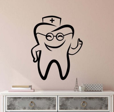 SnappyVinyl 27 cm Tooth With Glasses Self Adhesive Sticker(Pack of 1)