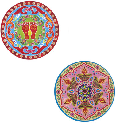 Patel Handicrafts 51 inch Floor Rangoli Sticker Poster Pack of 2 Non-Reusable Sticker(Pack of 2)