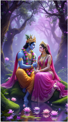 GLOBAL GRAPHICS 68 cm Radha Krishna Wall Sticker | Self Adhesive Waterproof Poster for Home Décor Self Adhesive Sticker(Pack of 1)