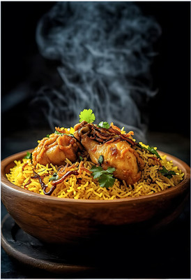 udhaya 50 cm Chicken Biryani Wall Sticker - Strong Adhesive Sticker Poster Self Adhesive Sticker(Pack of 1)