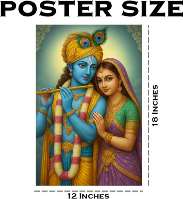 Ordershock 18 inch Radha Rani & Kanah Wall Sticker For Home Poster 12x18 Inch Self Adhesive Sticker(Pack of 1)
