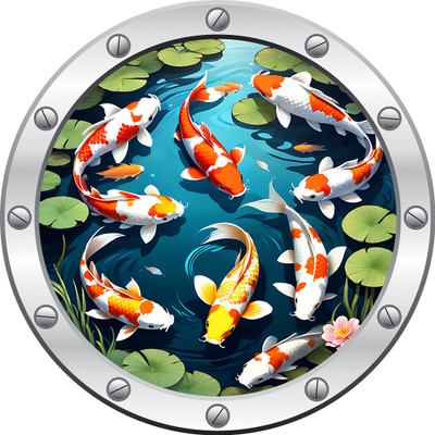 SoFFXia 18 inch Koi Silvery Decorative Walll Stickers for Living Room EDD_WS_14451 Self Adhesive Sticker(Pack of 1)