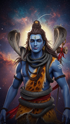 swaroopa 16.5 inch Shiv Shankar Bholenath sticker Self Adhesive Sticker(Pack of 1)