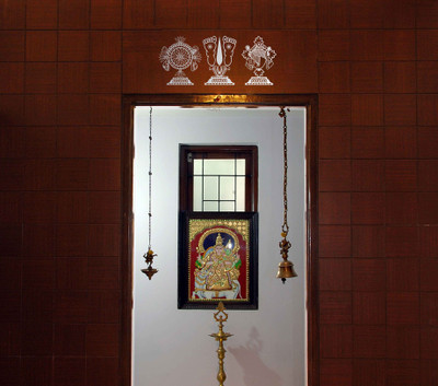 WALLDESIGN 30.48 cm Lord Balaji Symbol Silver (Small) Self Adhesive Sticker(Pack of 1)