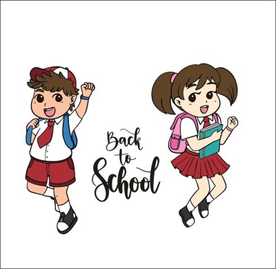Sahaj Décor 18 inch Back To School Wall Sticker|Cute Elementary Cartoon Size 12x18 inch Self Adhesive Sticker(Pack of 1)