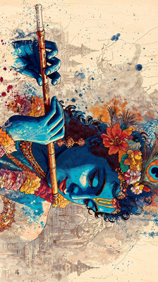 swaroopa 16.5 inch Shri krishna Radha Sticker Self Adhesive Sticker(Pack of 1)
